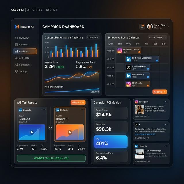 Dashboard de marketing con campañas y analytics