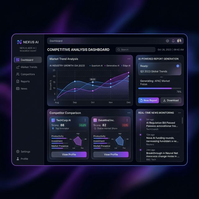 Dashboard de análisis competitivo e investigación de mercado