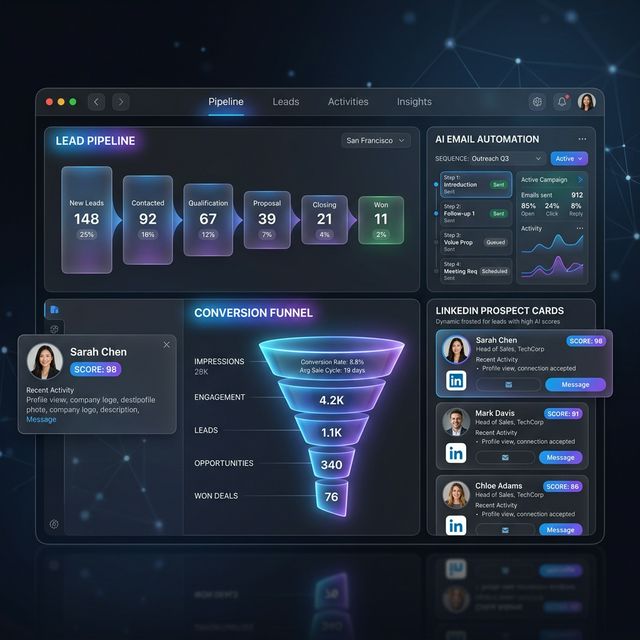 CRM con pipeline de ventas y lead scoring IA