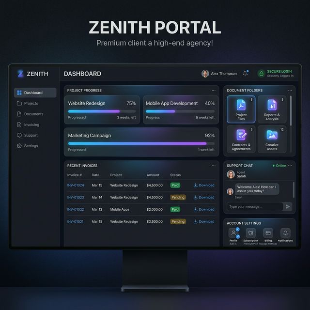 Portal de clientes con gestión de proyectos y facturas